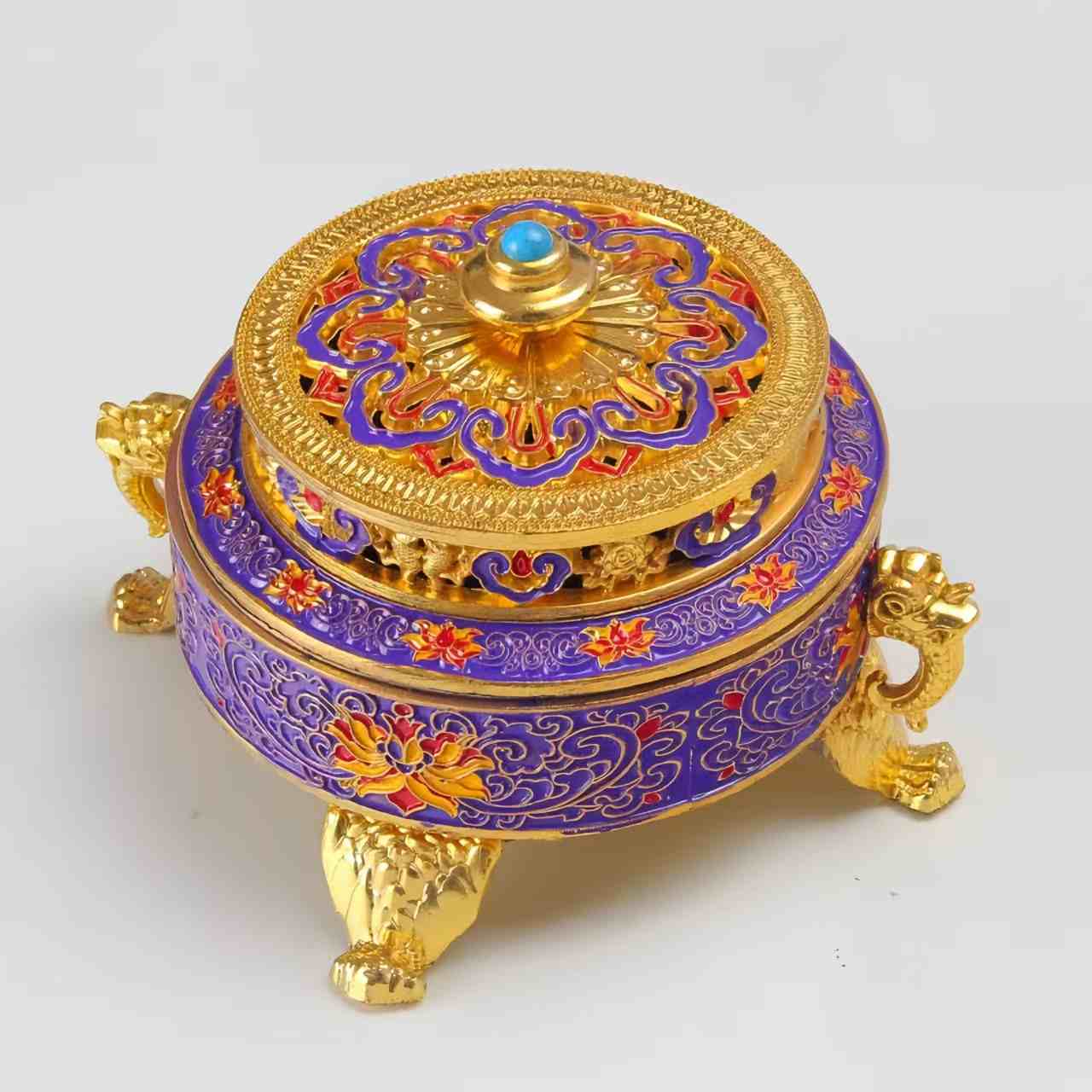The Cloisonne Enameled Buddha Altar Incense Burner Copper Alloy