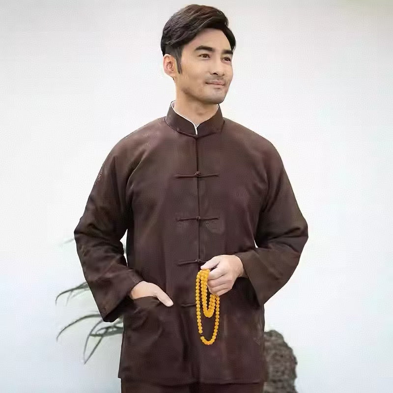 Rui Fu Xiang Chinese-Style Tang-Style Silk-Cotton Blend Men's Coats