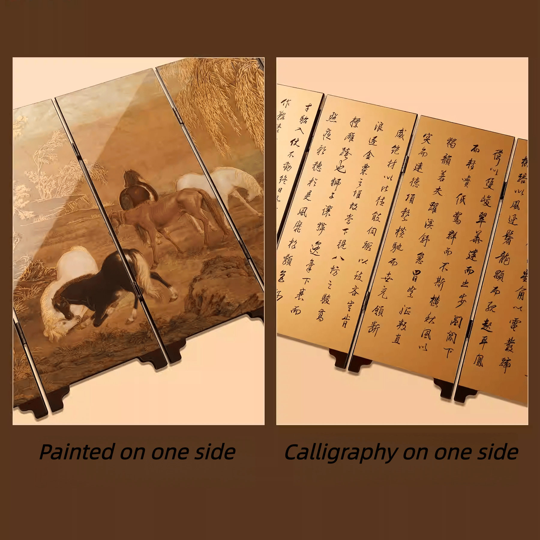 The Palace Museum Eight Horses Painting with Celestial Steed Ode Tabletop Screen