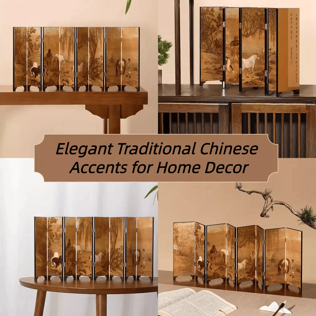 The Palace Museum Eight Horses Painting with Celestial Steed Ode Tabletop Screen