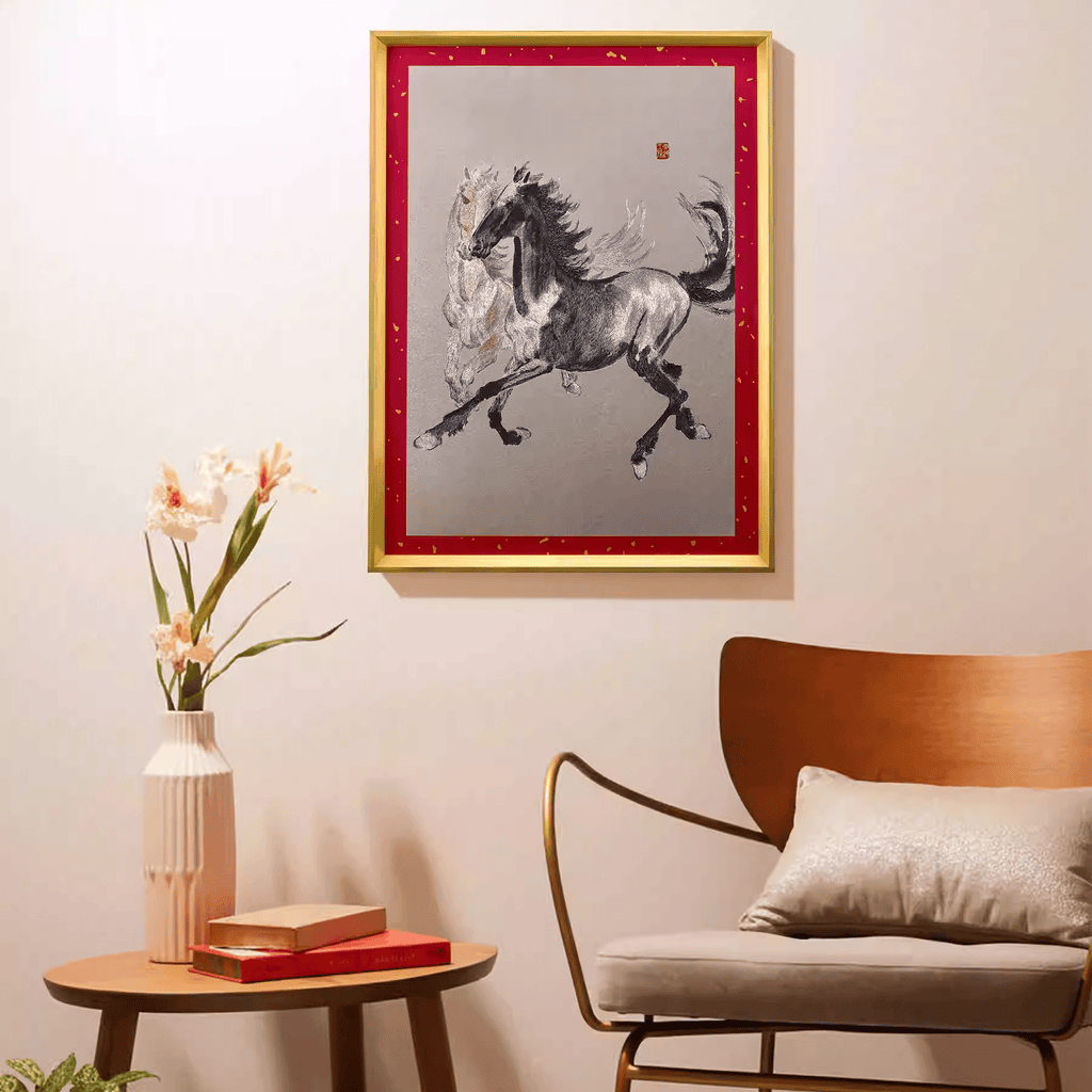 The Palace Museum Xu Beihong's Two Horses Decorative Painting