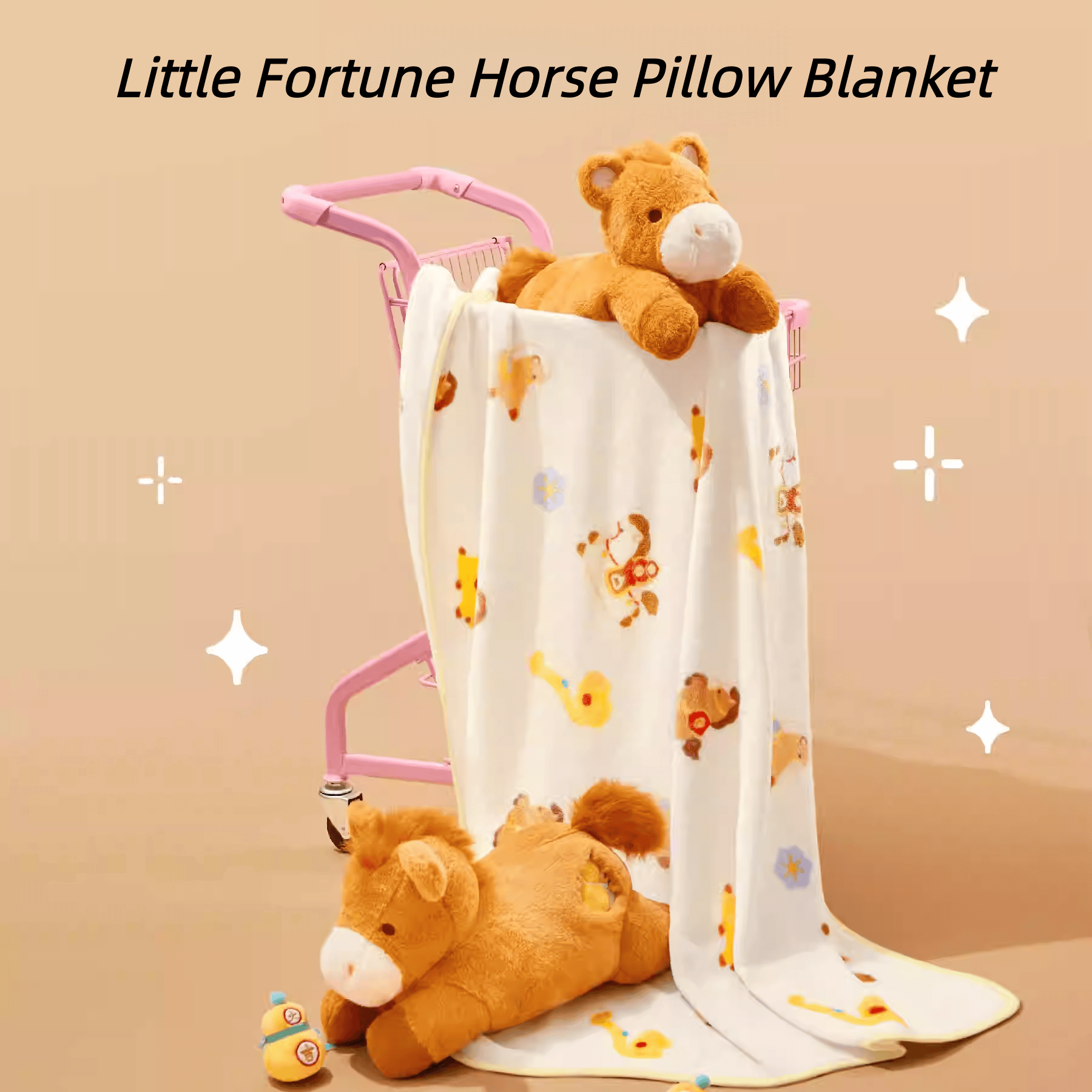 The Palace Museum Little Fortune Horse Pillow Blanket
