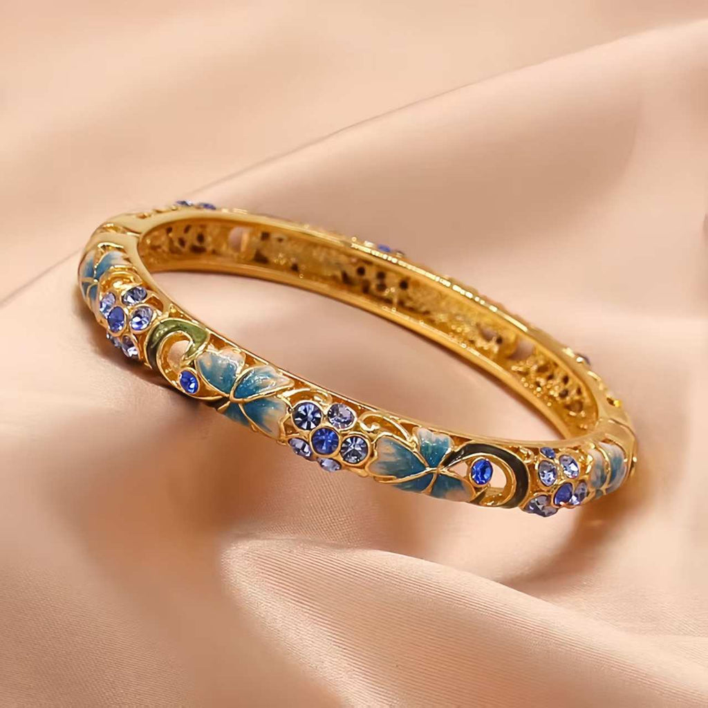 The Cloisonne Enamel Bracelet Slim Band with Round Open Clasp Women's
