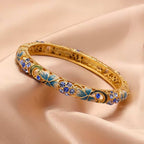 The Cloisonne Enamel Bracelet Slim Band with Round Open Clasp Women's