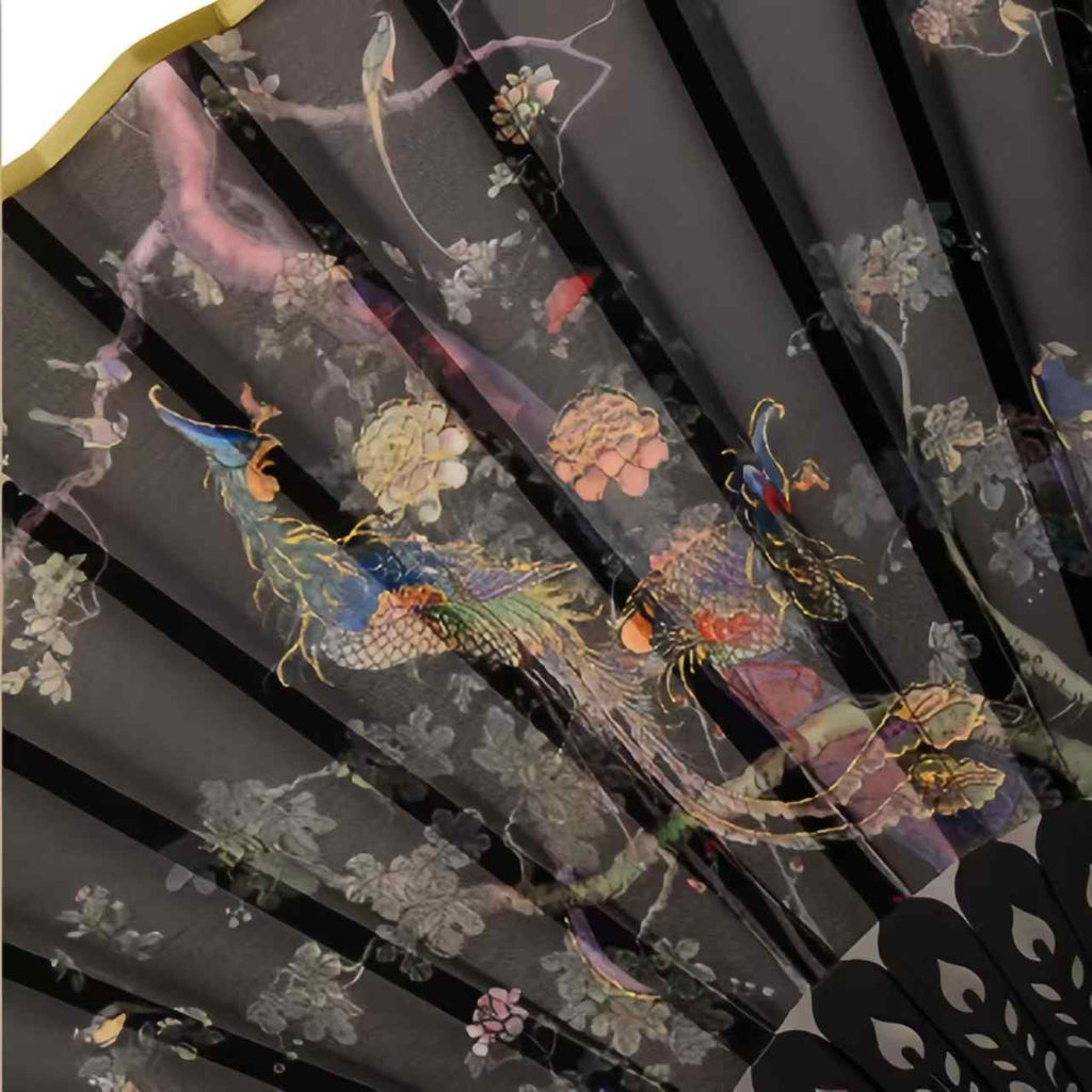 The Palace Museum Folding Fan with Hundred Birds Worshipping the Phoenix Motif