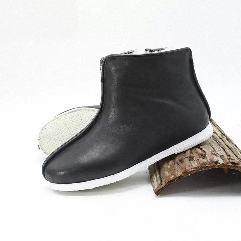 NeiLan Sheng Cowhide Leather Zipper Li'an High-Top Cotton Men's Shoes