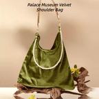The Palace Museum Jade Rabbit Among Blossoms Velvet Shoulder Bag