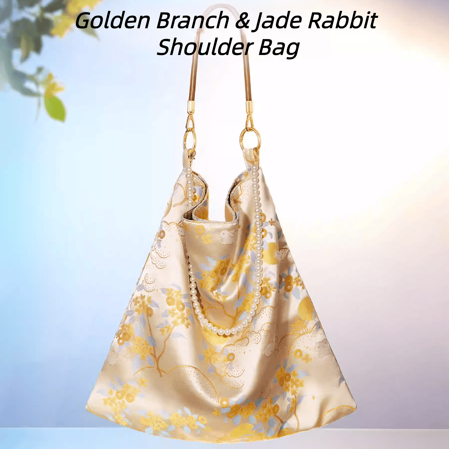 The Palace Museum Golden Branch & Jade Rabbit Shoulder Bag