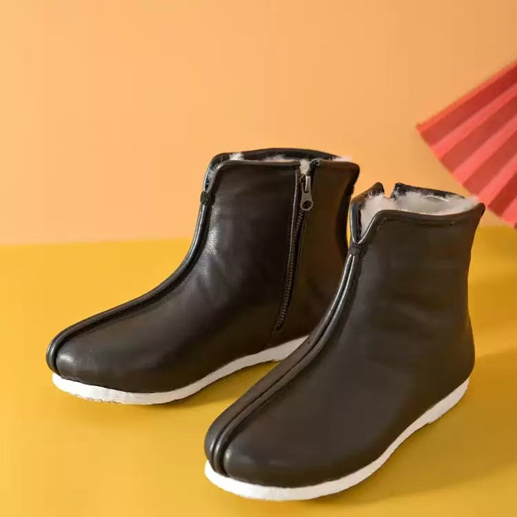 NeiLan Sheng Cowhide Leather Zipper Li'an High-Top Cotton Men's Shoes