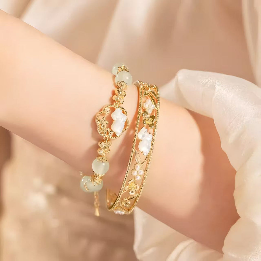 The Palace Museum Golden Branch Jade Rabbit Osmanthus Flower Bracelet