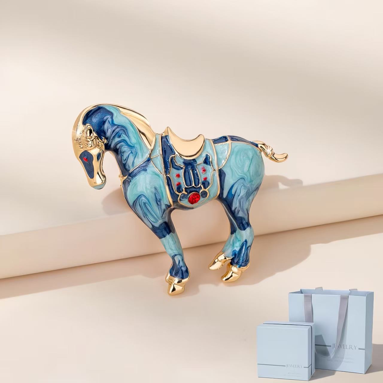 The Cloisonne Horse Year Brooch Premium Light Luxury Women's Pin