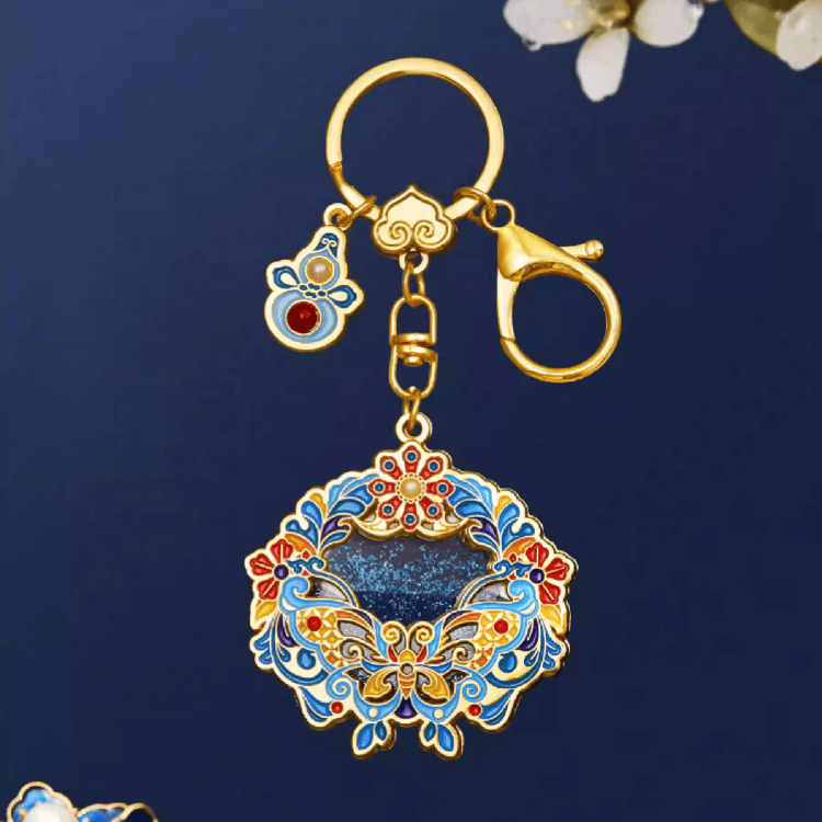 The Palace Museum Chased Ruyi Scepter & Pearl-Jade Quicksand Keychain