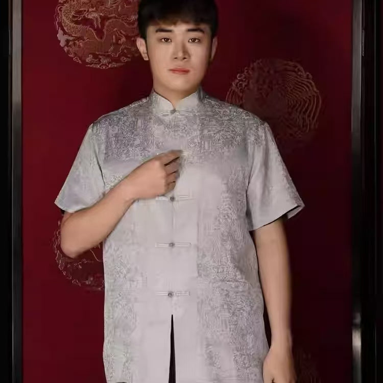 Ruifuxiang Tang Garment Loose-Fit Top Breathable Layered Robe Men's T-Shirts