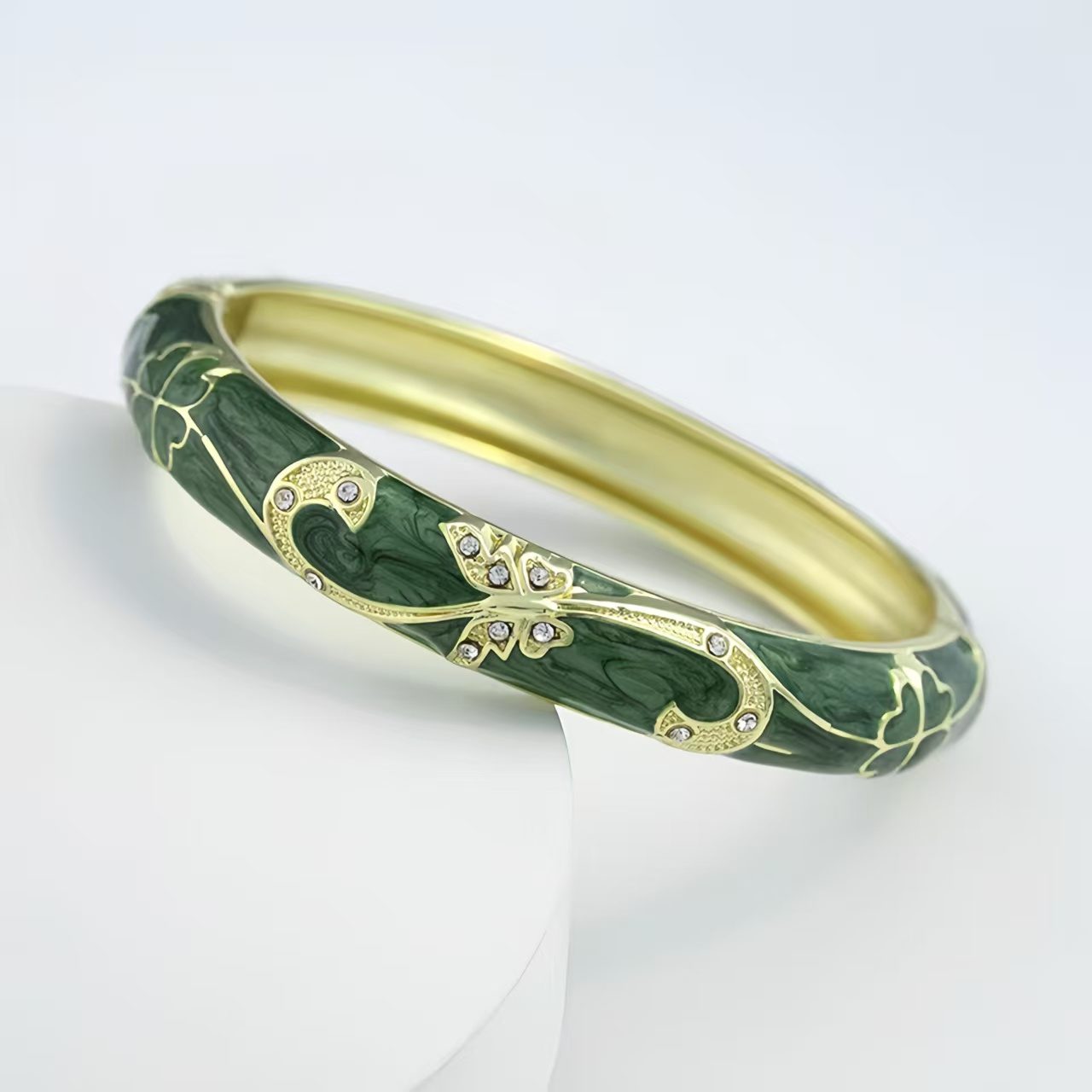 The Cloisonne Bangle Bracelet - Wide Band & Large Circle Women's Enameled