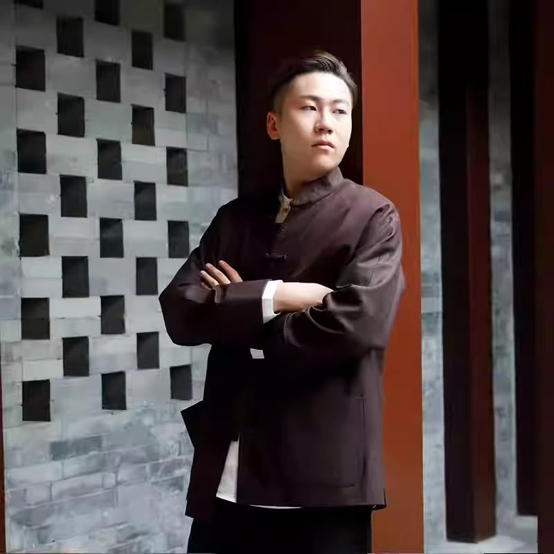 Rui Fu Xiang  Long-Sleeve Traditional Chinese-Style Tangzhuang Men's Shirts