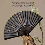 The Palace Museum Folding Fan with Hundred Birds Worshipping the Phoenix Motif