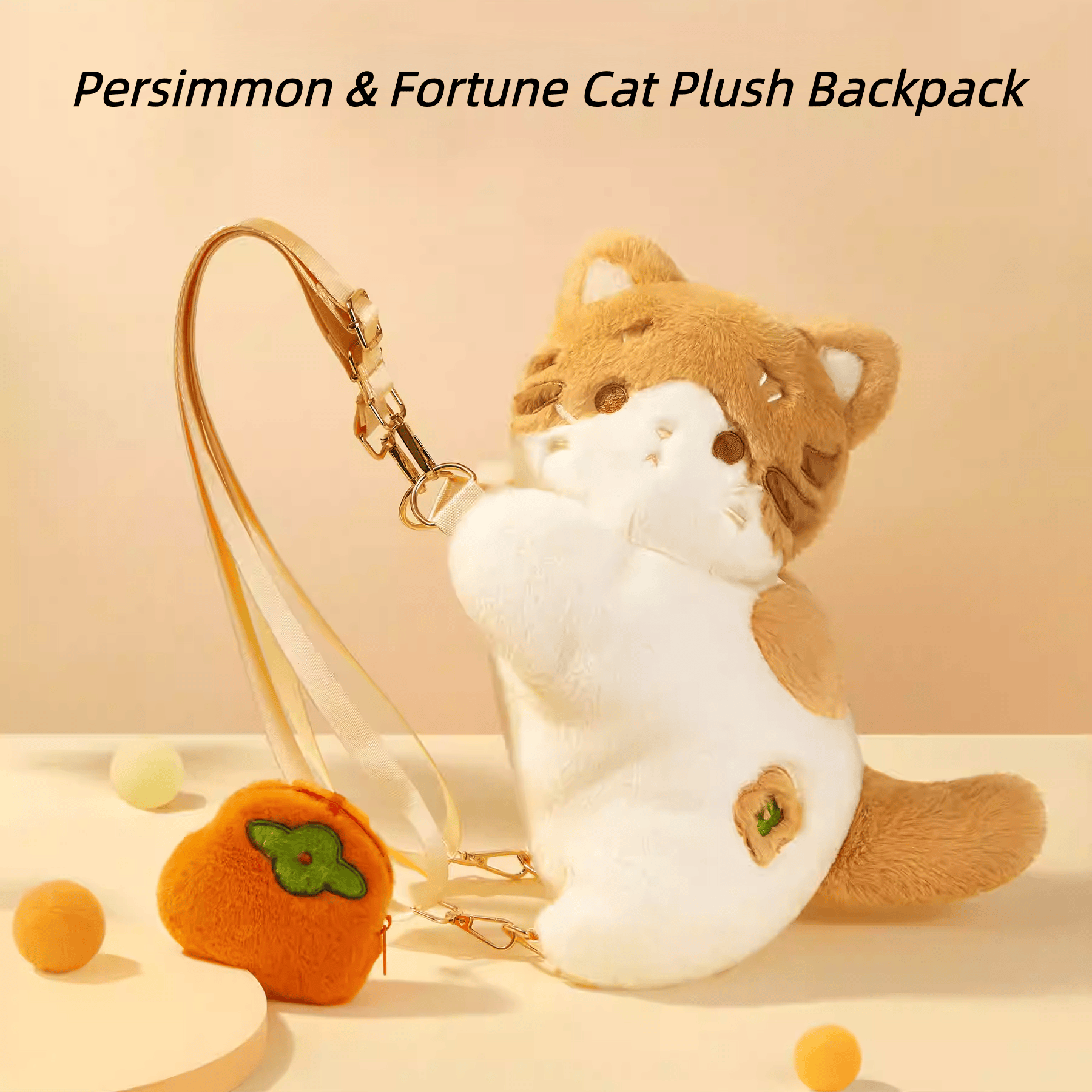 The Palace Museum Persimmon & Fortune Cat Plush Backpack