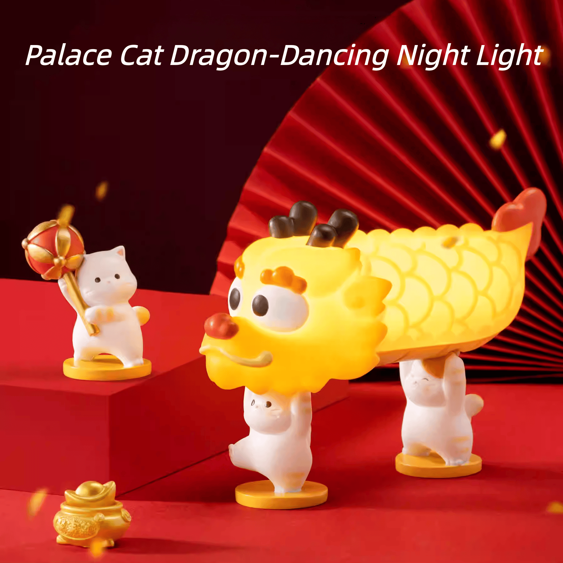 The Palace Museum Cat Dragon-Dancing Night Light Ornament