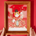 The Palace Museum Fortune Cat God Photo Frame Ornament