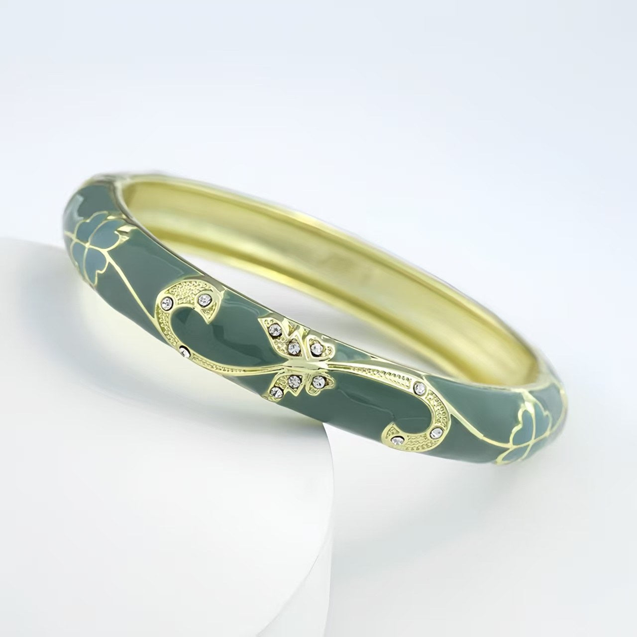 The Cloisonne Bangle Bracelet - Wide Band & Large Circle Women's Enameled
