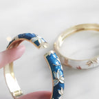 The Cloisonne Blue Dragonfly Carved Red Maple Leaf Bracelet Women's