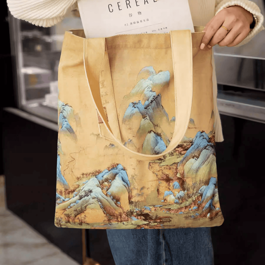 The Palace Museum Thousand Li of Rivers and Mountains Canvas Tote Bag