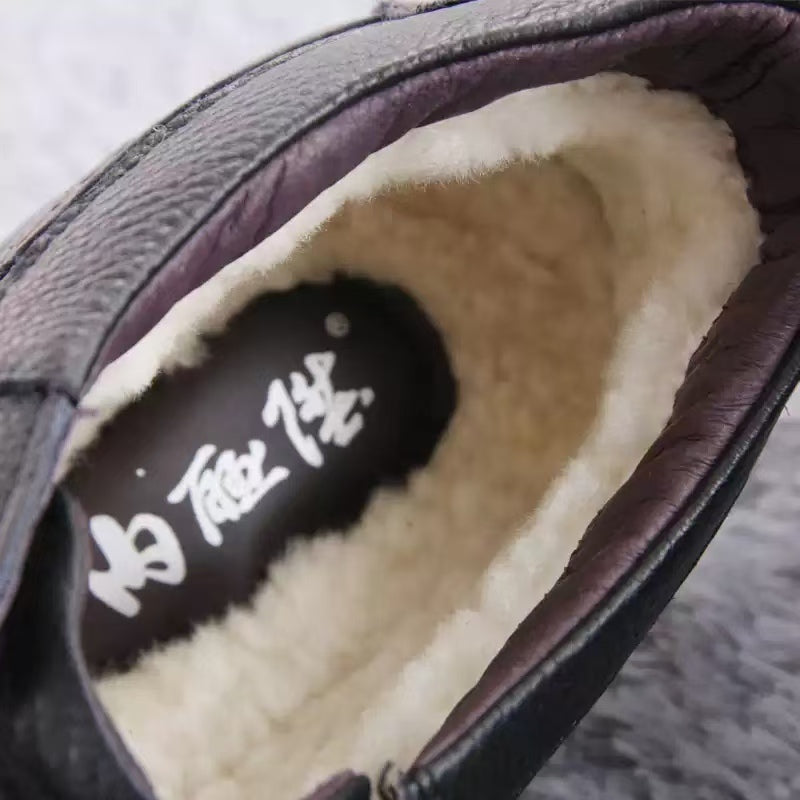 Neilan Sheng Connection Liter Warm Cotton Leather  Wool Lira Lock  Men's Shoes