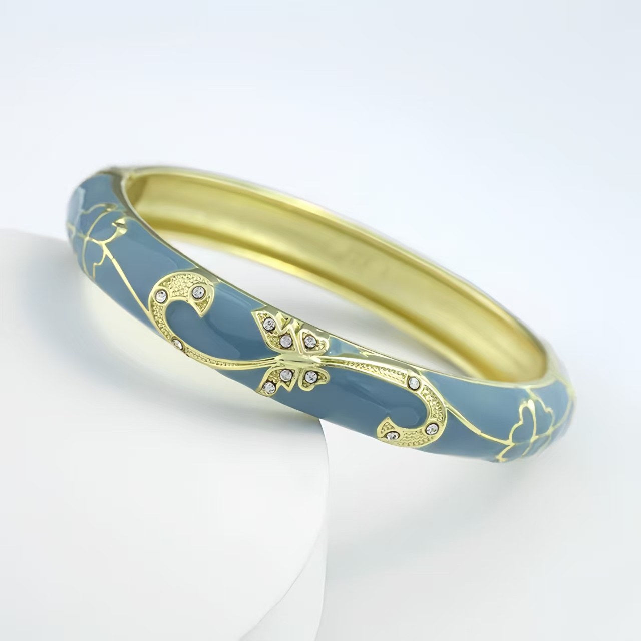 The Cloisonne Bangle Bracelet - Wide Band & Large Circle Women's Enameled