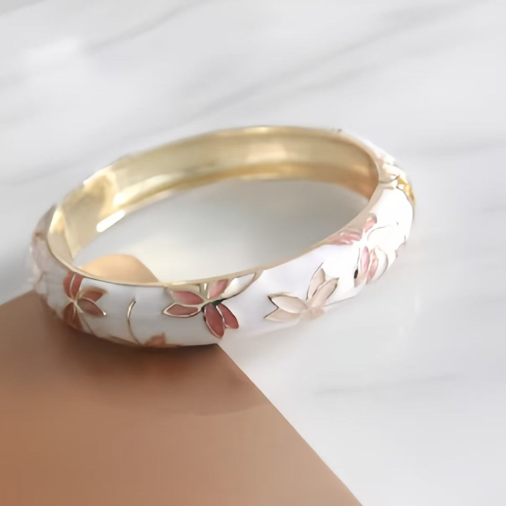 The Cloisonne Blue Dragonfly Carved Red Maple Leaf Bracelet Women's