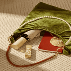 The Palace Museum Jade Rabbit Among Blossoms Velvet Shoulder Bag