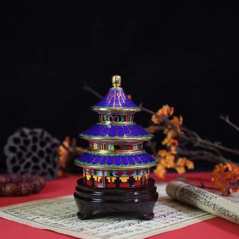 The Cloisonne Enamel on Copper Base with Polished Surface Temple of Heaven Ornament