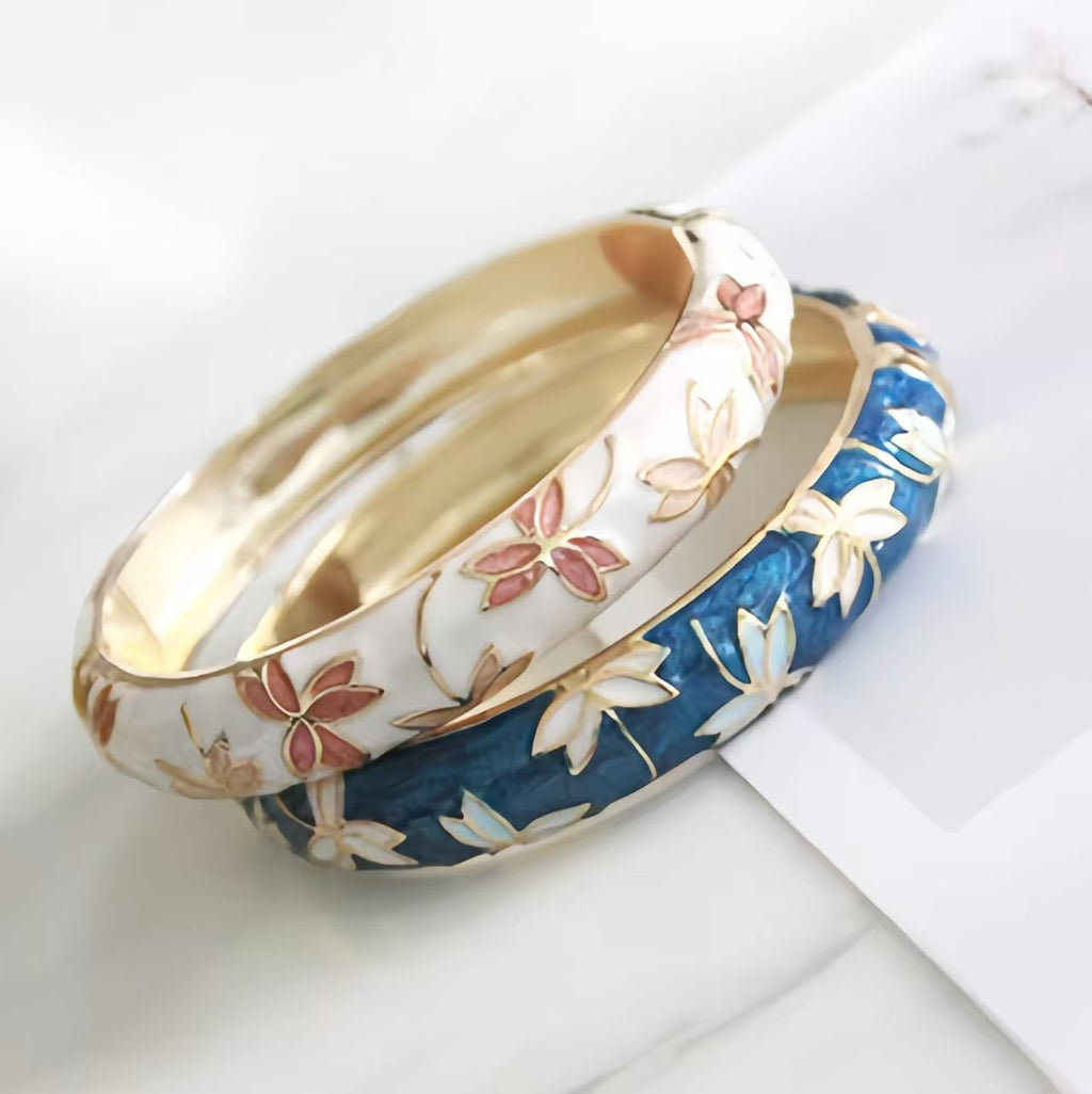 The Cloisonne Blue Dragonfly Carved Red Maple Leaf Bracelet Women's