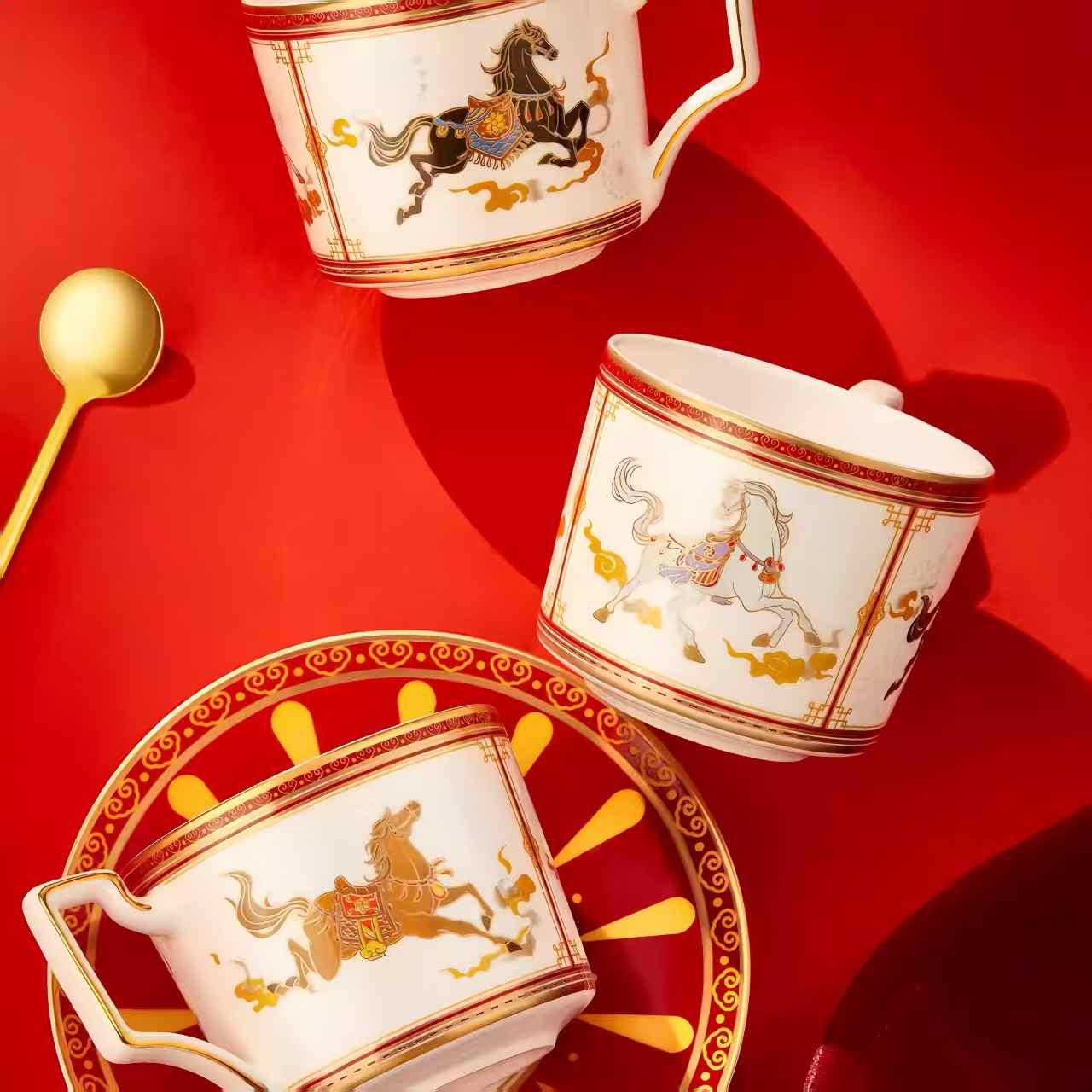The Palace Museum Celestial Horse Auspicious Cup & Saucer Creative Gift Set Coffee Mug