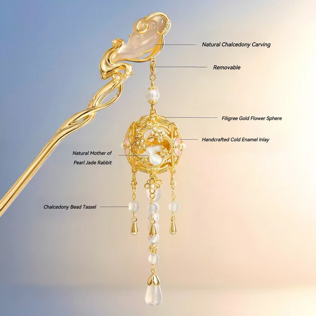 The Palace Museum Moon Rabbit Tassel Hairpin Amidst the Clouds