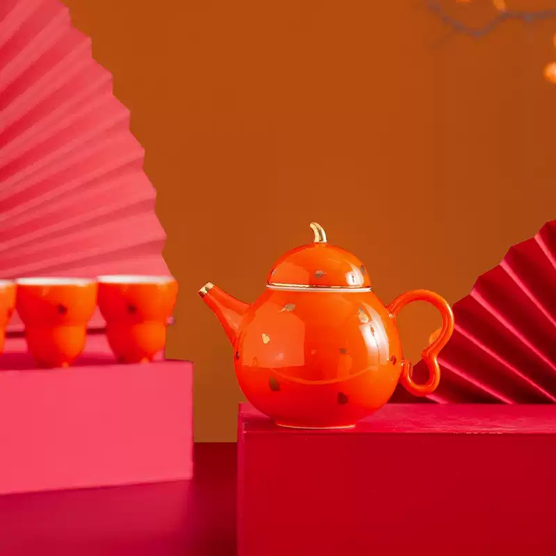 Shangxinle Forbidden City Golden Seal Jade Dew Tea Set