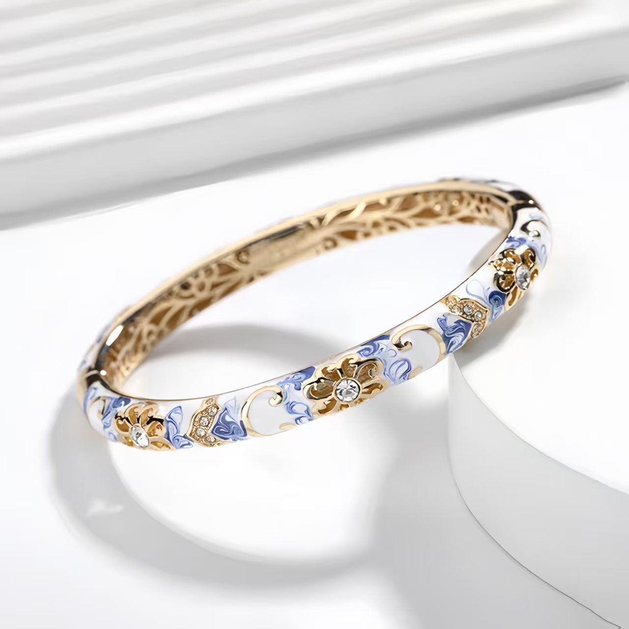 The Cloisonne Bangle Enameled Blue-and-White Porcelain