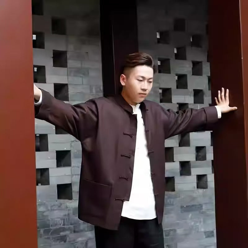 Rui Fu Xiang  Long-Sleeve Traditional Chinese-Style Tangzhuang Men's Shirts