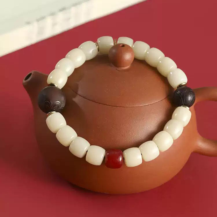 Shangxinle Forbidden City White Jade Bodhi Small-Leaf Rosewood Bracelet