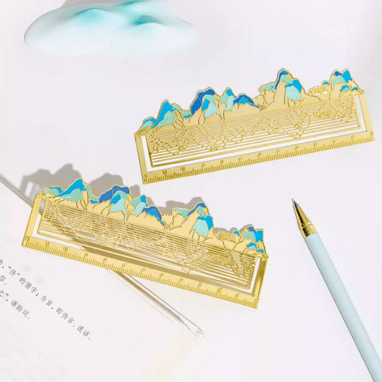 The Palace Museum A Thousand Li of Rivers and Mountains Hollow-out Bookmark Ruler