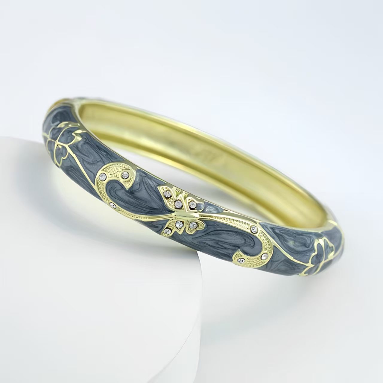 The Cloisonne Bangle Bracelet - Wide Band & Large Circle Women's Enameled