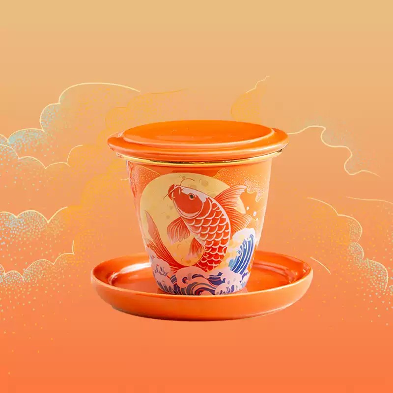 Shangxinle Forbidden City Lucky Koi Office Tea Infuser Cup