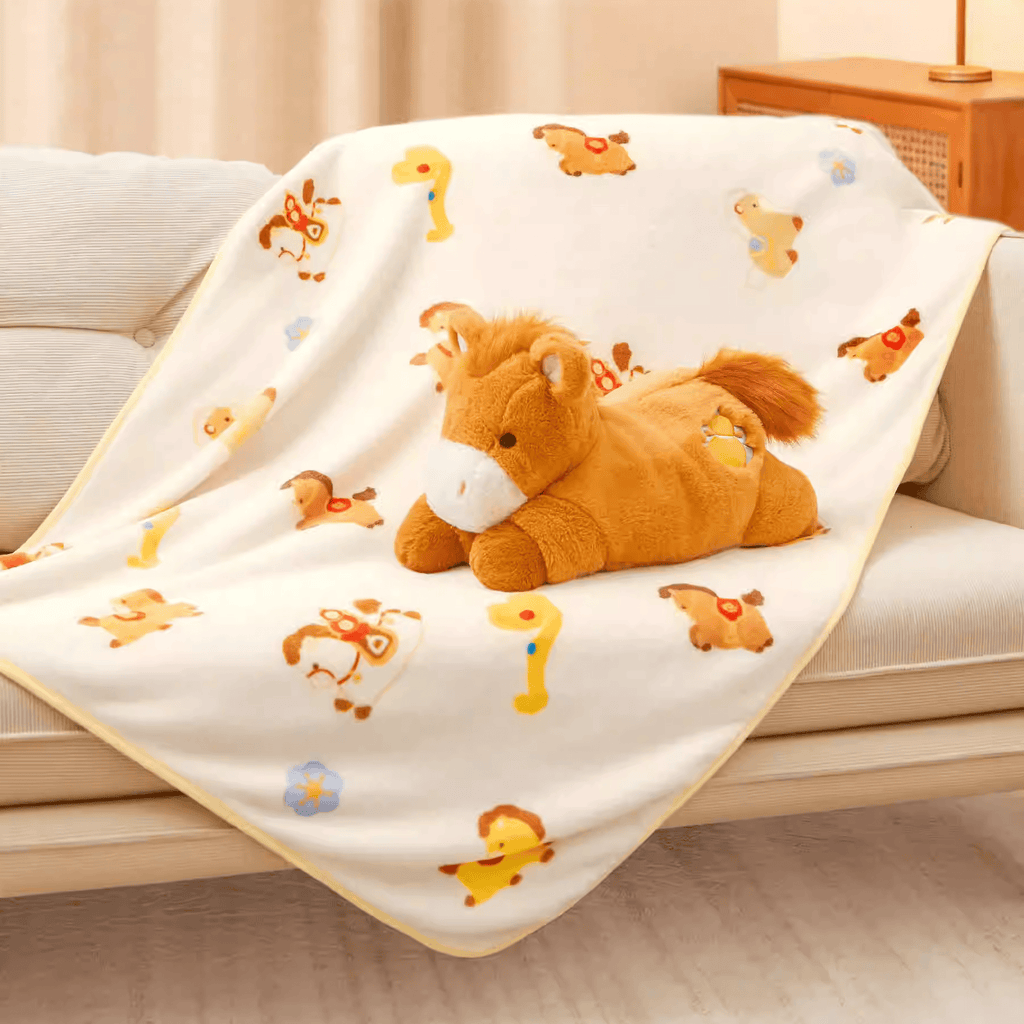 The Palace Museum Little Fortune Horse Pillow Blanket