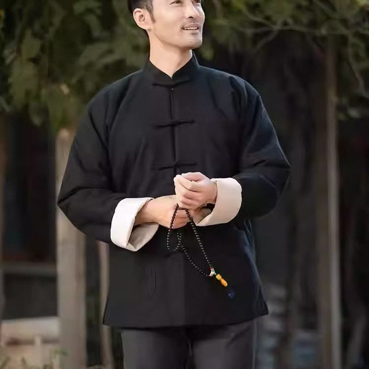 Rui Fu Xiang Chinese-Style Tangzhuang in Polyester-Linen Blend Men's Coats