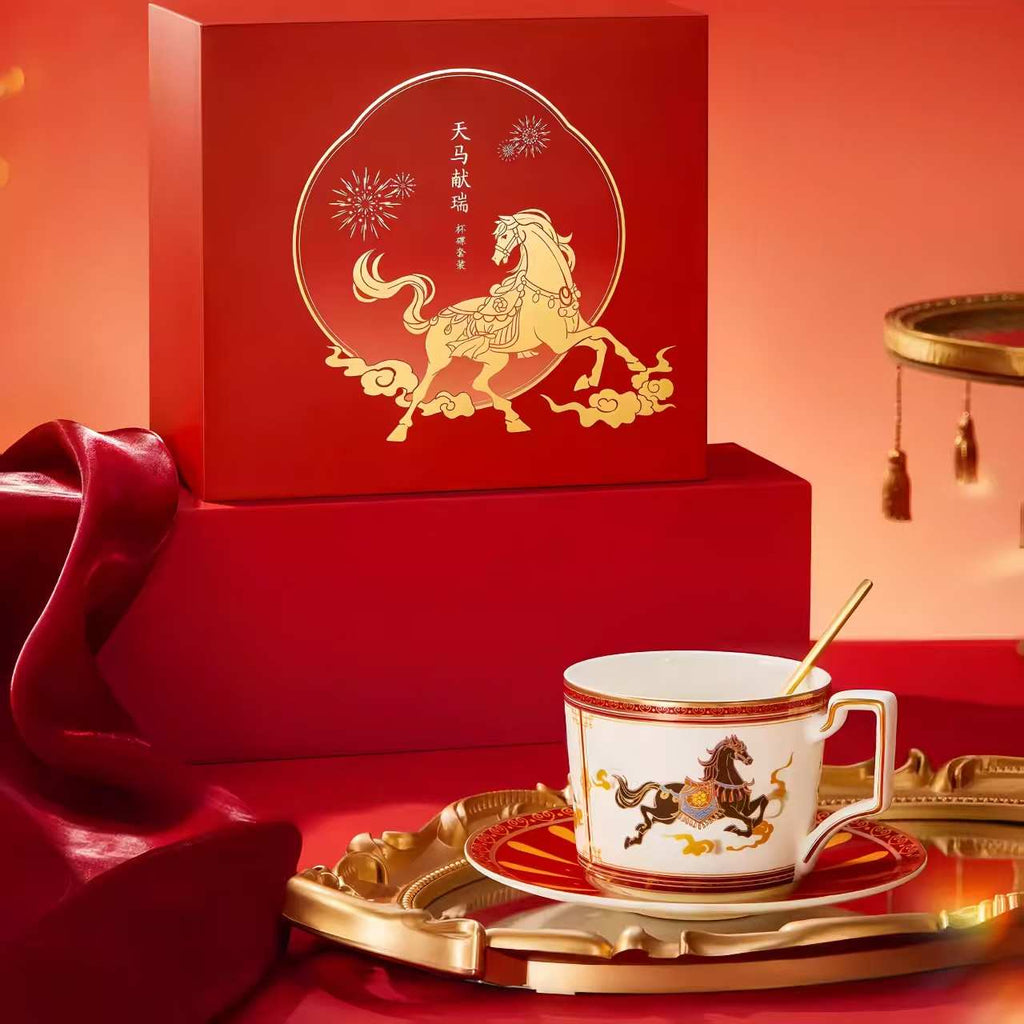 The Palace Museum Celestial Horse Auspicious Cup & Saucer Creative Gift Set Coffee Mug
