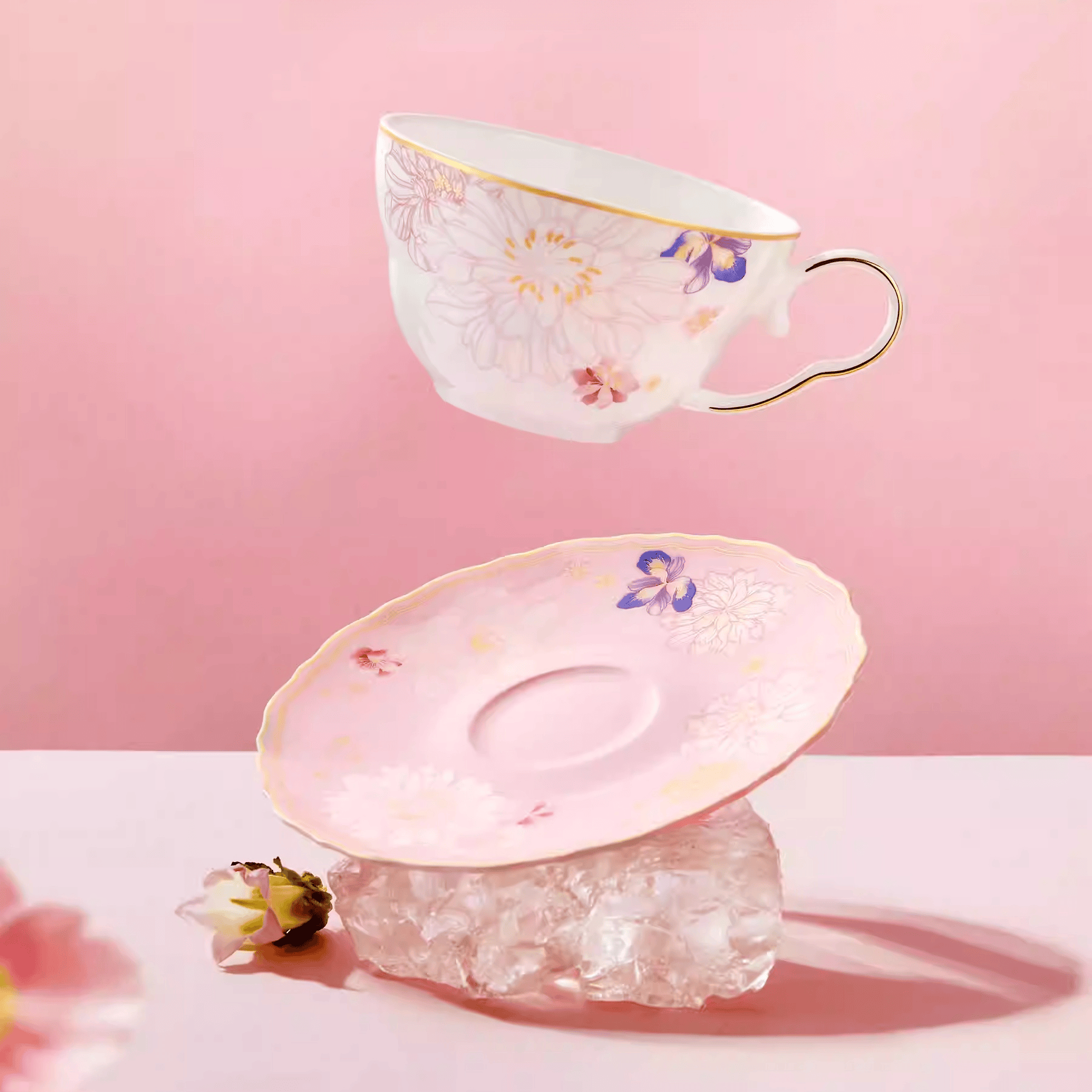 The Palace Museum Hundred Flowers Bone China Cup & Saucer Gift Set