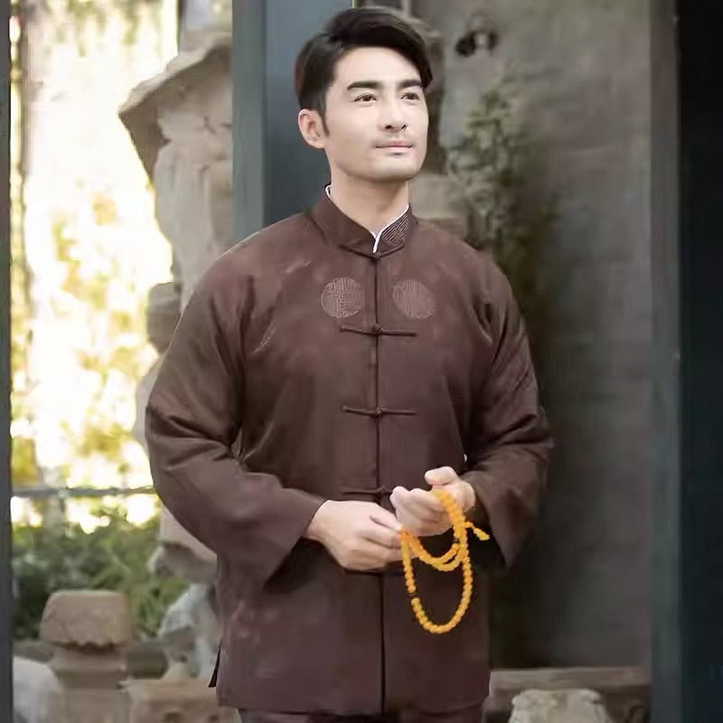 Rui Fu Xiang Chinese-Style Tang-Style Silk-Cotton Blend Men's Coats