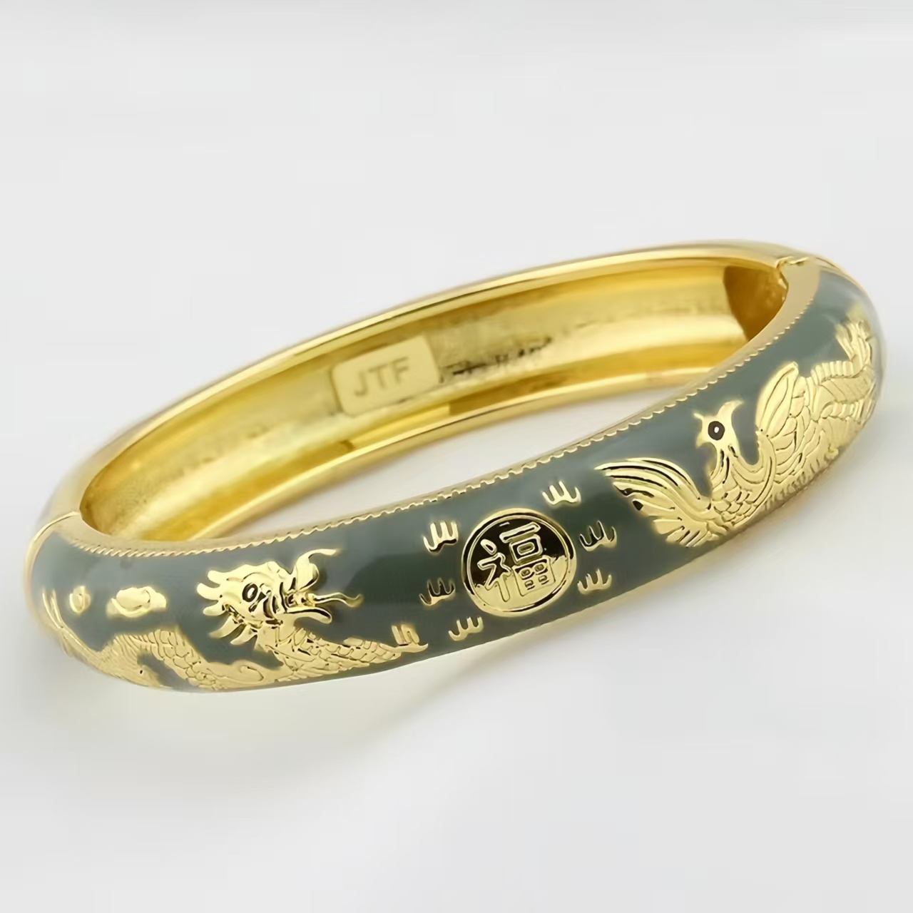 The Cloisonne Bangle with Adjustable Clasp Gold-Plated Women's