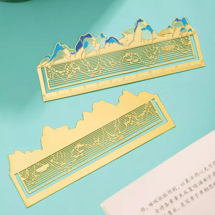 The Palace Museum A Thousand Li of Rivers and Mountains Hollow-out Bookmark Ruler