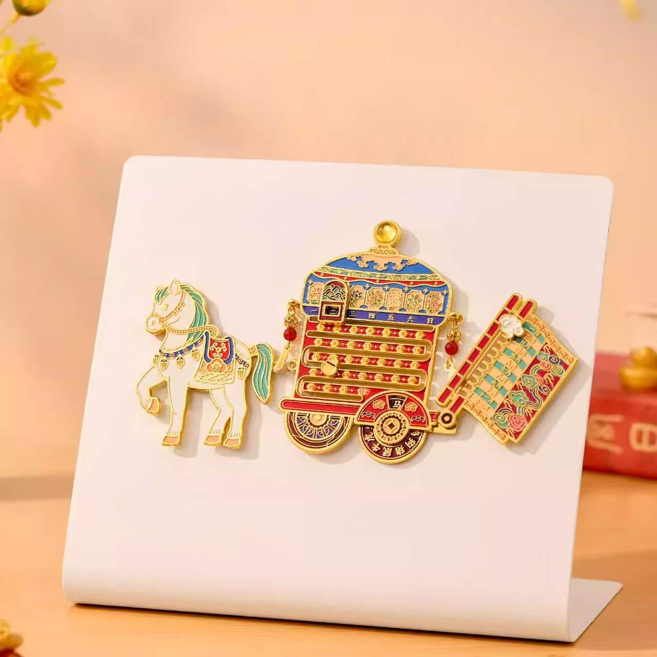 The Palace Museum Galloping Horse & Luxury Car Perpetual Calendar Fridge Magnet
