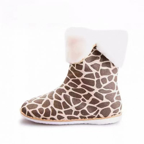Nailian Sheng  Leopard Print Fleece Lining High-Top Zipper Women's Boots